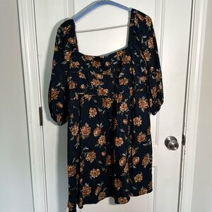 Abercrombie & Fitch plus size denim floral print dress with pockets
